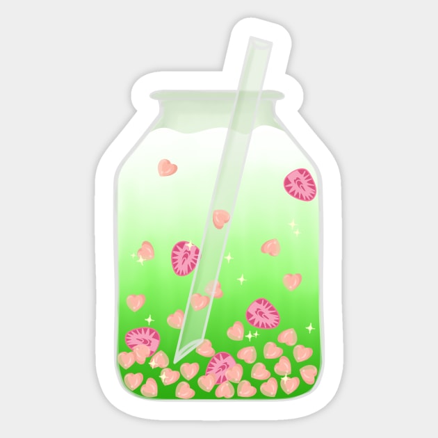 Strawberry Matcha Tea Sticker by CITROPICALL